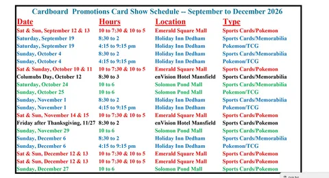 Cardboard Promotions – Solomon Pond Mall (Sports Cards/Pokemon) poster